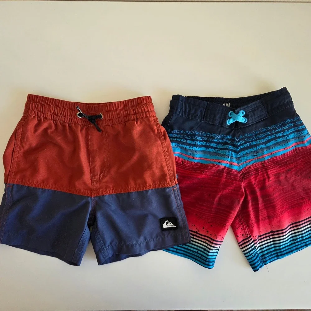 Boys Size 4 Swim Bundle Quiksilver Carters Art Class Shorts Cat & Jack Shirt 5pc